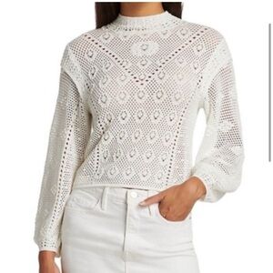 WHBM Mock Neck Pointelle Pullover